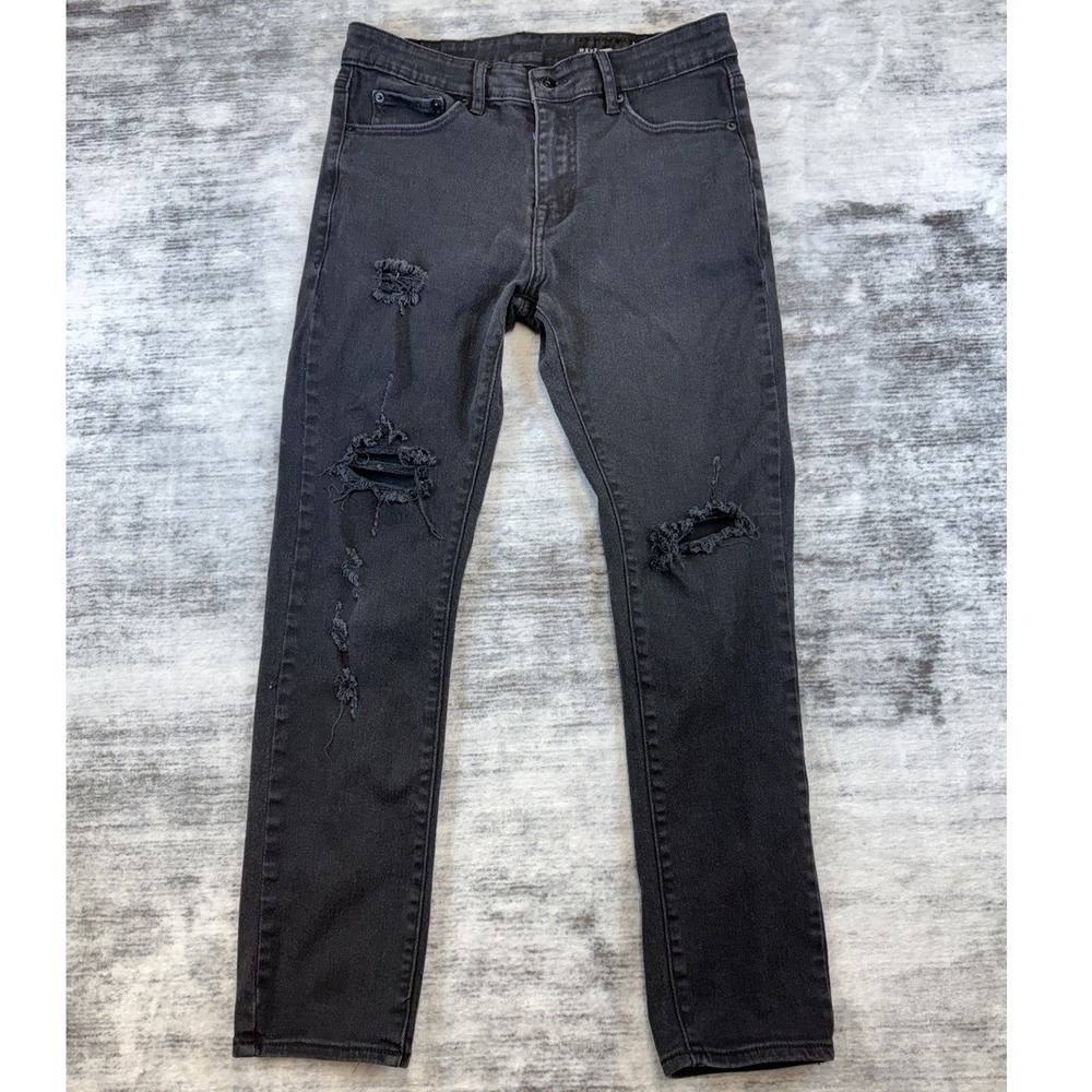 WXYZ‎ MFG CO Nomad Slim Fit Distressed Black Jeans Mens 30x30 Ripped Denim